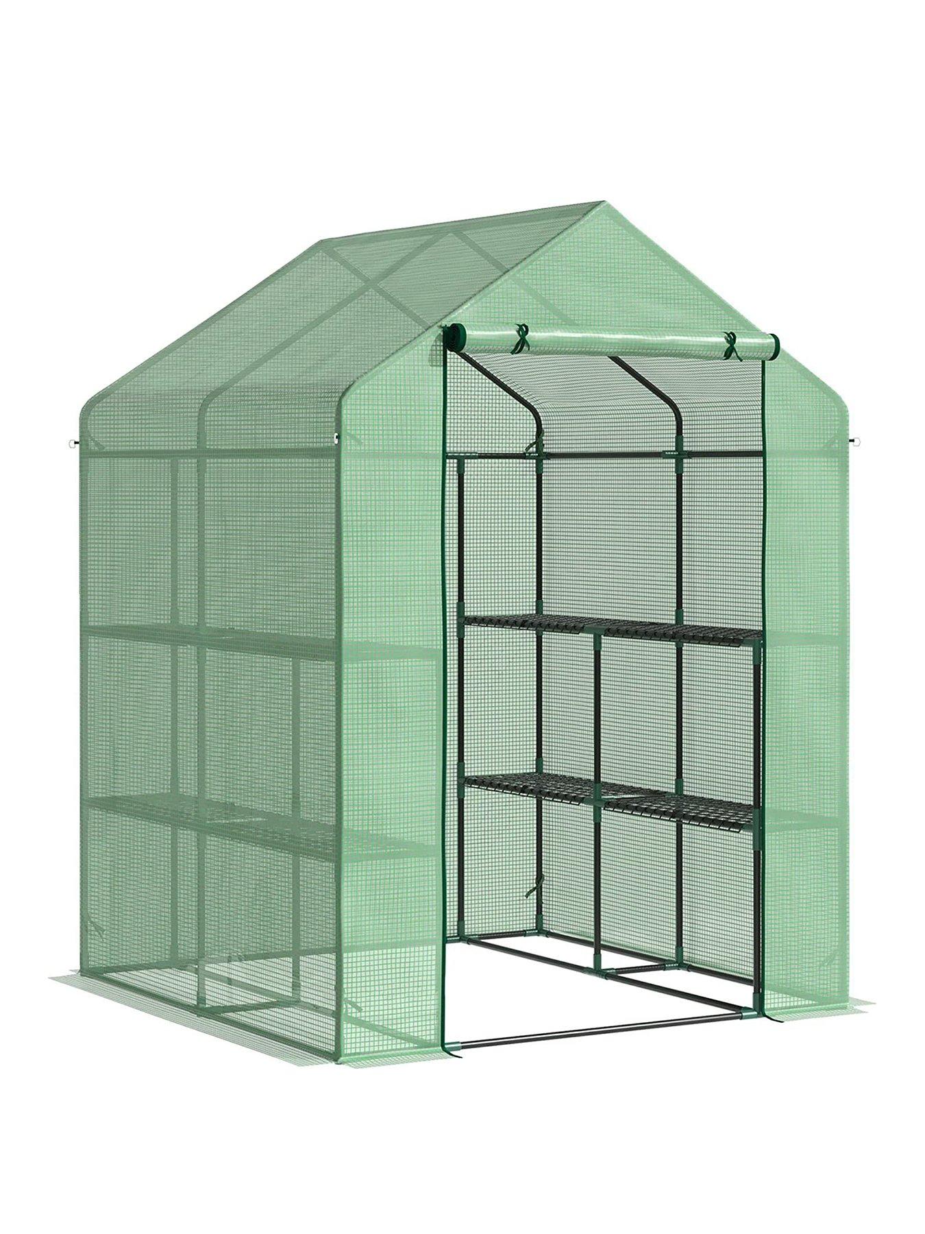 undefined 2-Tier Walk in Garden Greenhouse with Polytunnel Steeple
