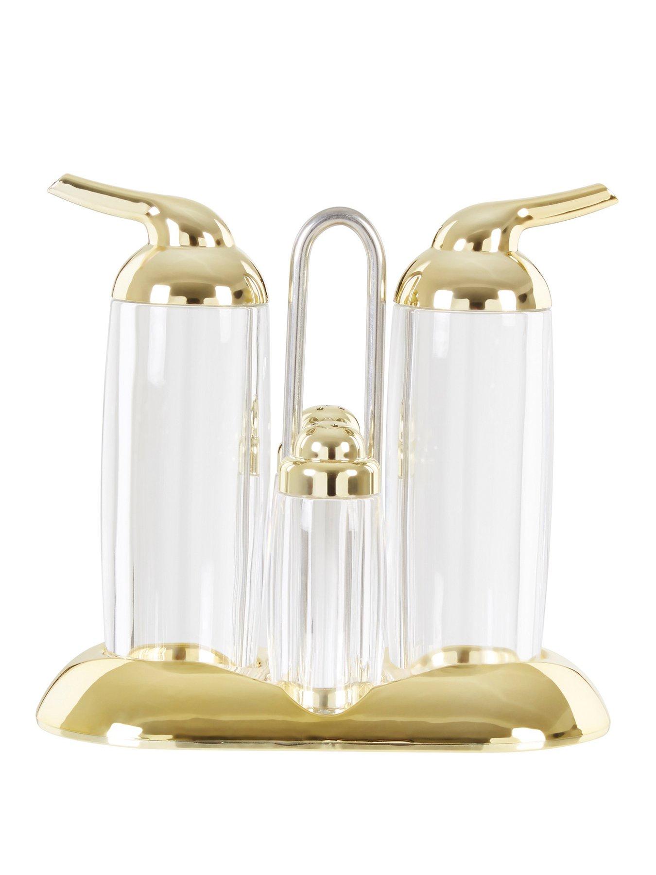 undefined Gozo Transparent Oil and Vinegar Dispenser Set in Gold