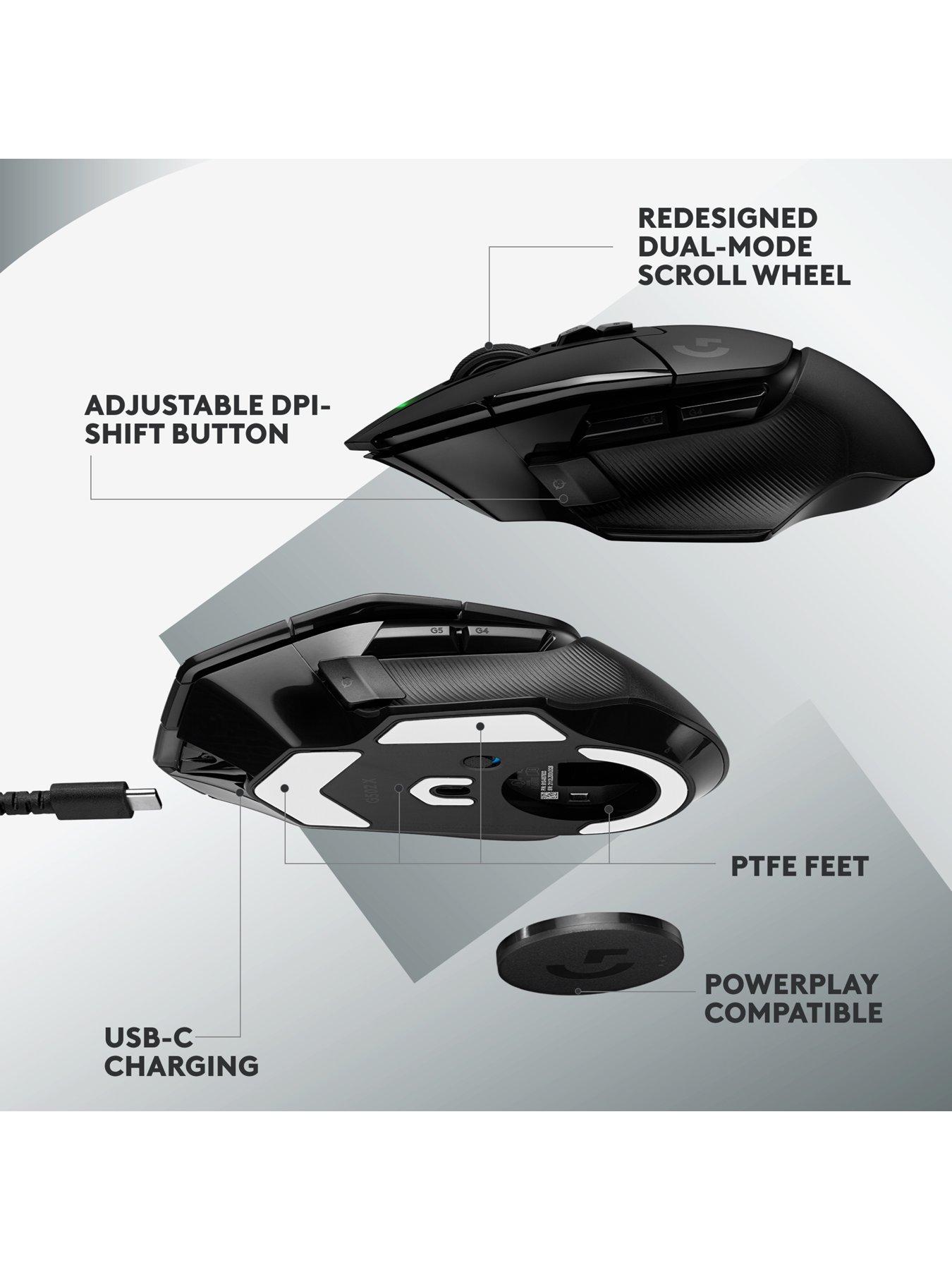  image of logitechg-g502-x-lightspeed-wireless-gaming-mouse-hero-25k-gaming-sensor-for-pcmac--black