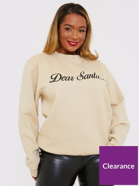 front image of in-the-style-dear-santa-christmas-sweatshirt--nbspbeige