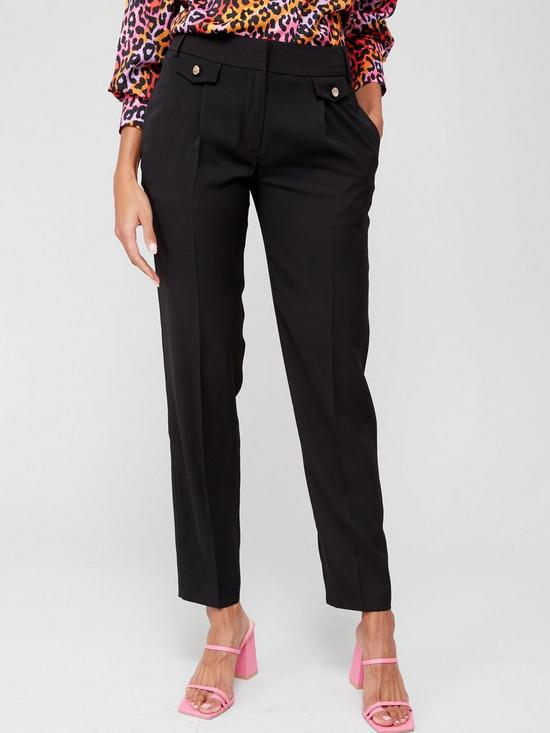 front image of v-by-very-button-tab-tapered-trouser-black