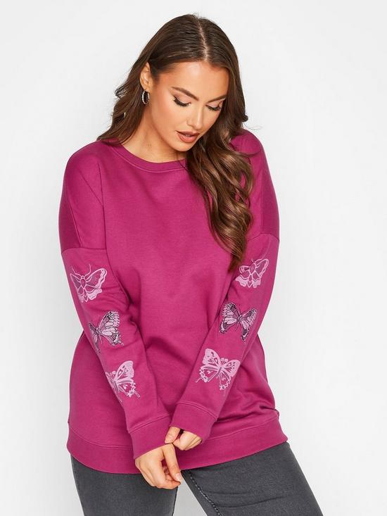 front image of yours-butterfly-sleeve-soft-touch-sweatshirt--nbspfuchsia