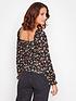  image of long-tall-sally-ditsy-square-neck-print-top-black