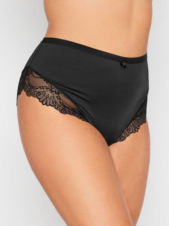 front image of yours-supersoft-lace-trim-full-briefs-black