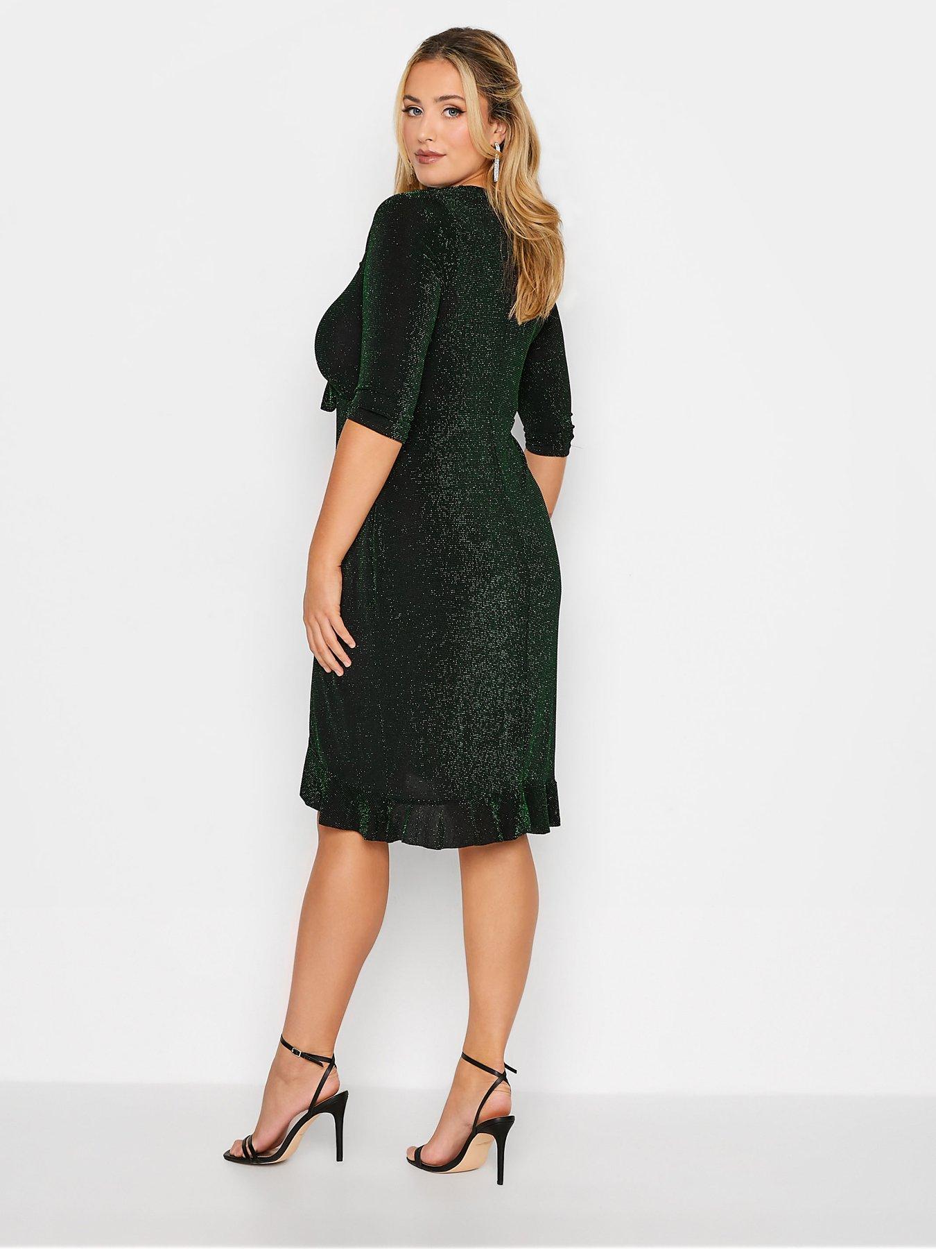 Party Ruffle Wrap Dress Green