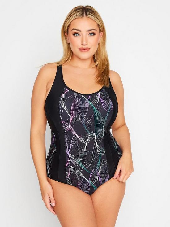 front image of yours-active-wavelength-print-swimsuit