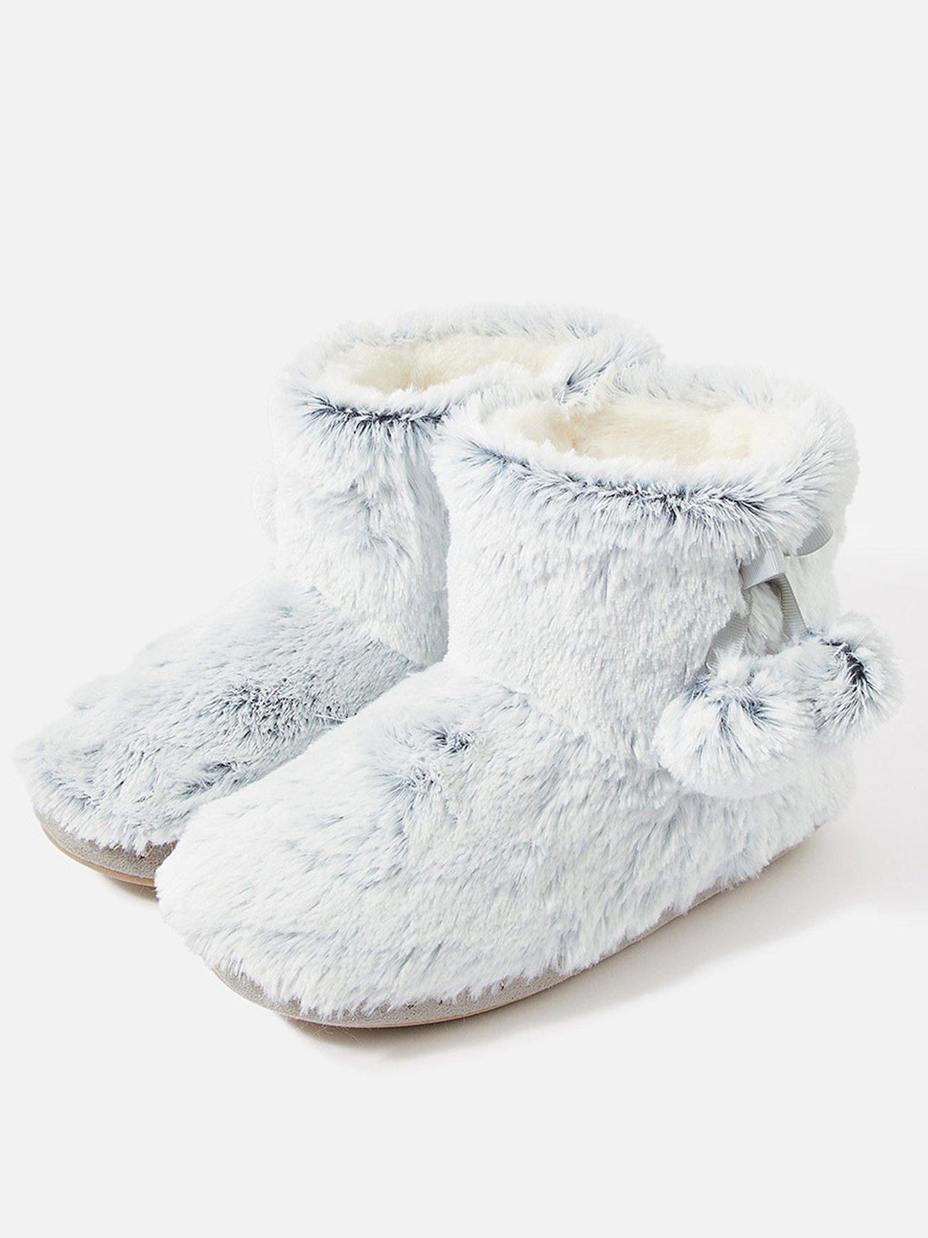 Accessorize Super Soft Slipper Boots Grey littlewoods