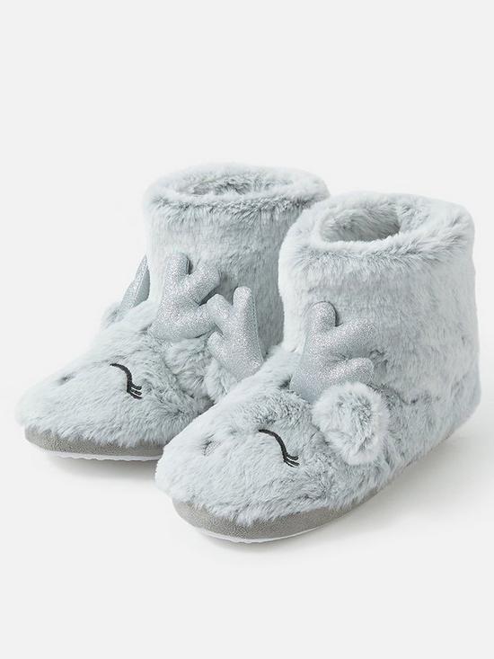 front image of accessorize-sparkle-reindeer-slipper-boots