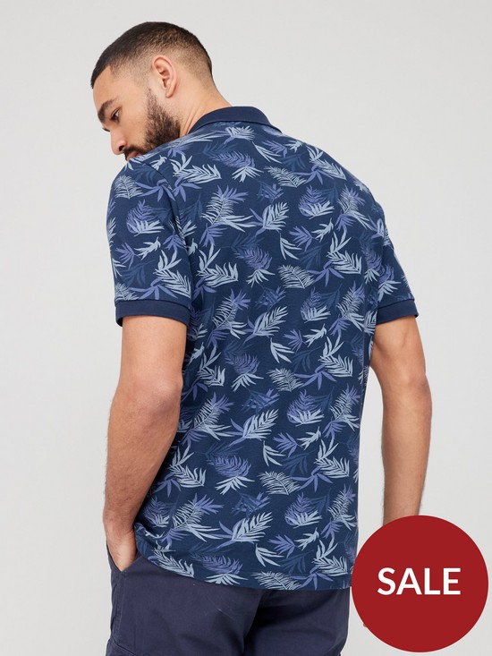 back image of very-man-family-printed-palm-pique-polo-shirt-navy