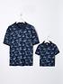  image of very-man-family-printed-palm-pique-polo-shirt-navy