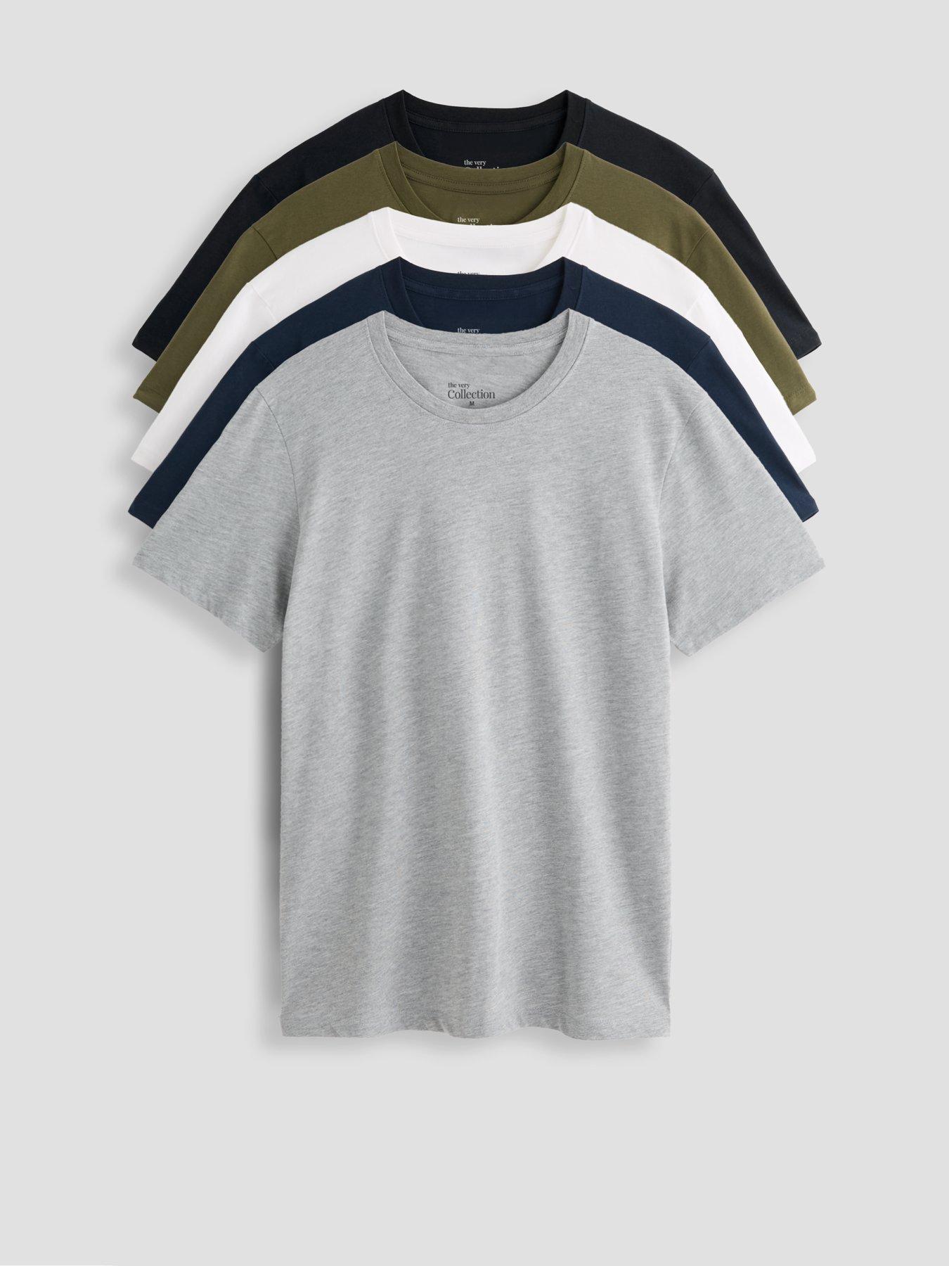 The Very Collection 5 Pack Cotton Blend Crew T-Shirts - Multi