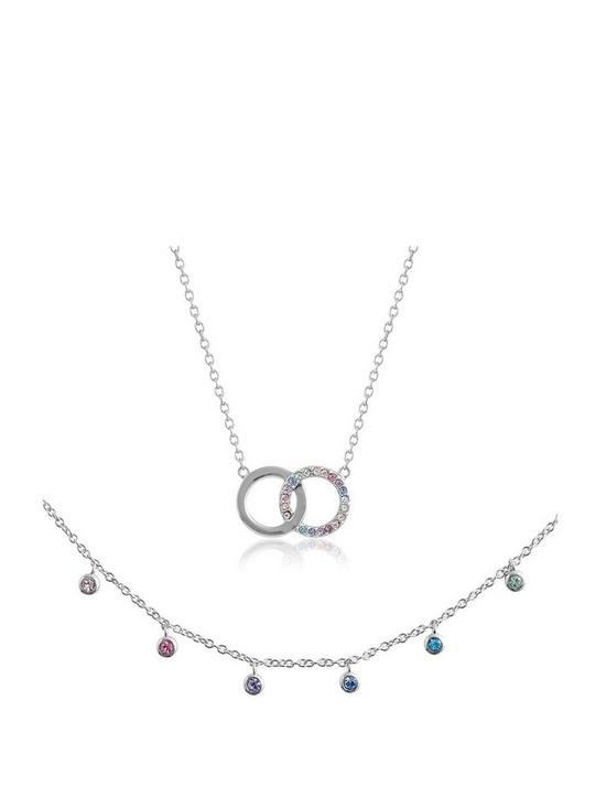 front image of olivia-burton-rainbow-silver-choker-interlink-necklace-gift-set