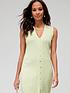  image of v-by-very-knitted-ribbed-sleeveless-button-down-midi-dress-green