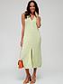  image of v-by-very-knitted-ribbed-sleeveless-button-down-midi-dress-green
