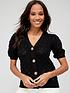  image of v-by-very-knitted-short-sleeve-button-down-bobble-cardigan-black
