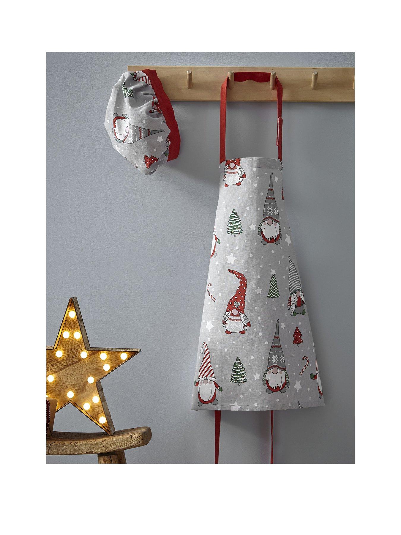 Catherine Lansfield Christmas Gnomes Kids Apron  &  Hat Set