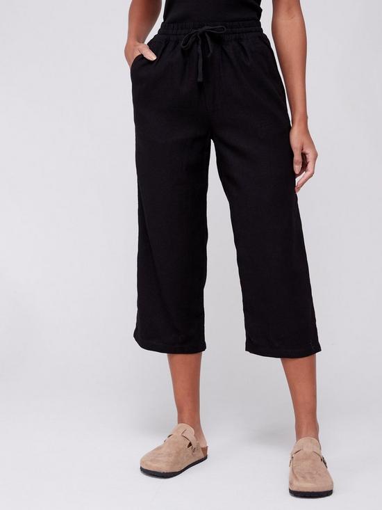 front image of everyday-linen-mix-crop-trouser