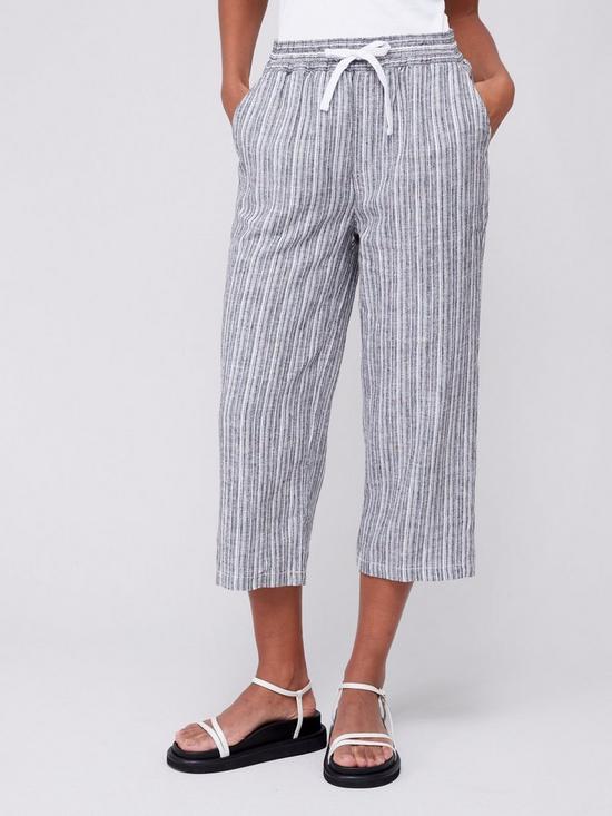 front image of everyday-linen-mix-crop-trouser