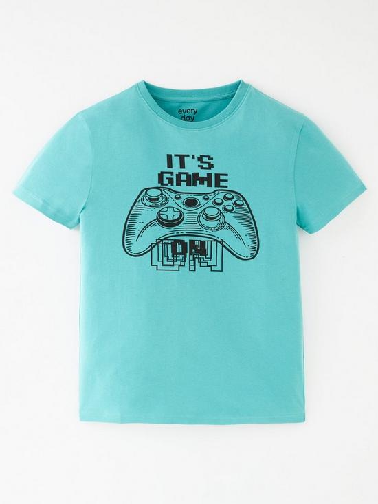 front image of everyday-boys-gaming-t-shirt-green