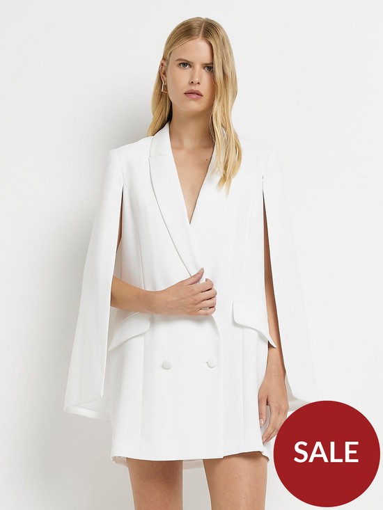 front image of river-island-cape-relaxed-blazer-white