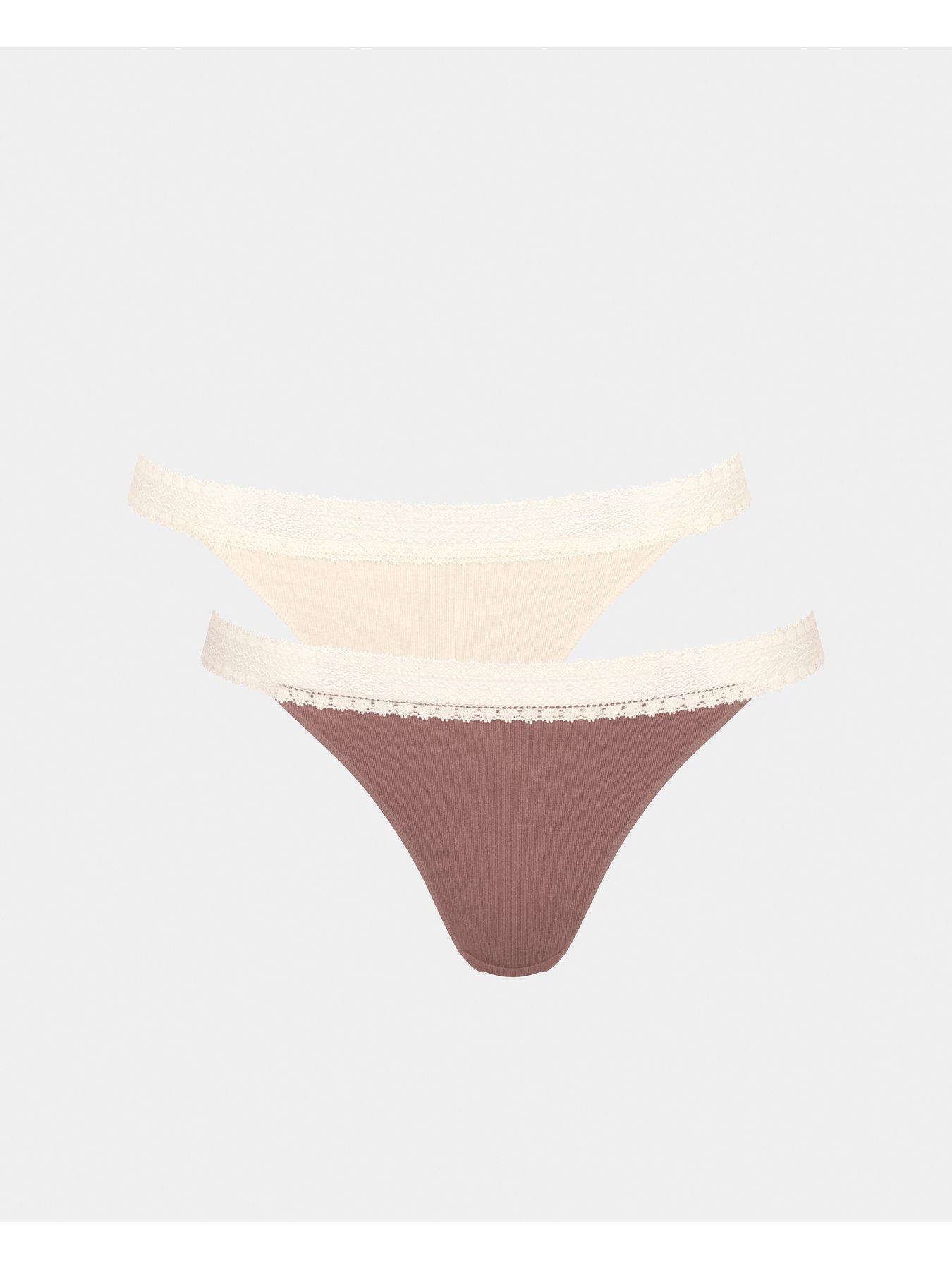 front image of sloggi-go-ribbed-tanga-c2p-light-brown