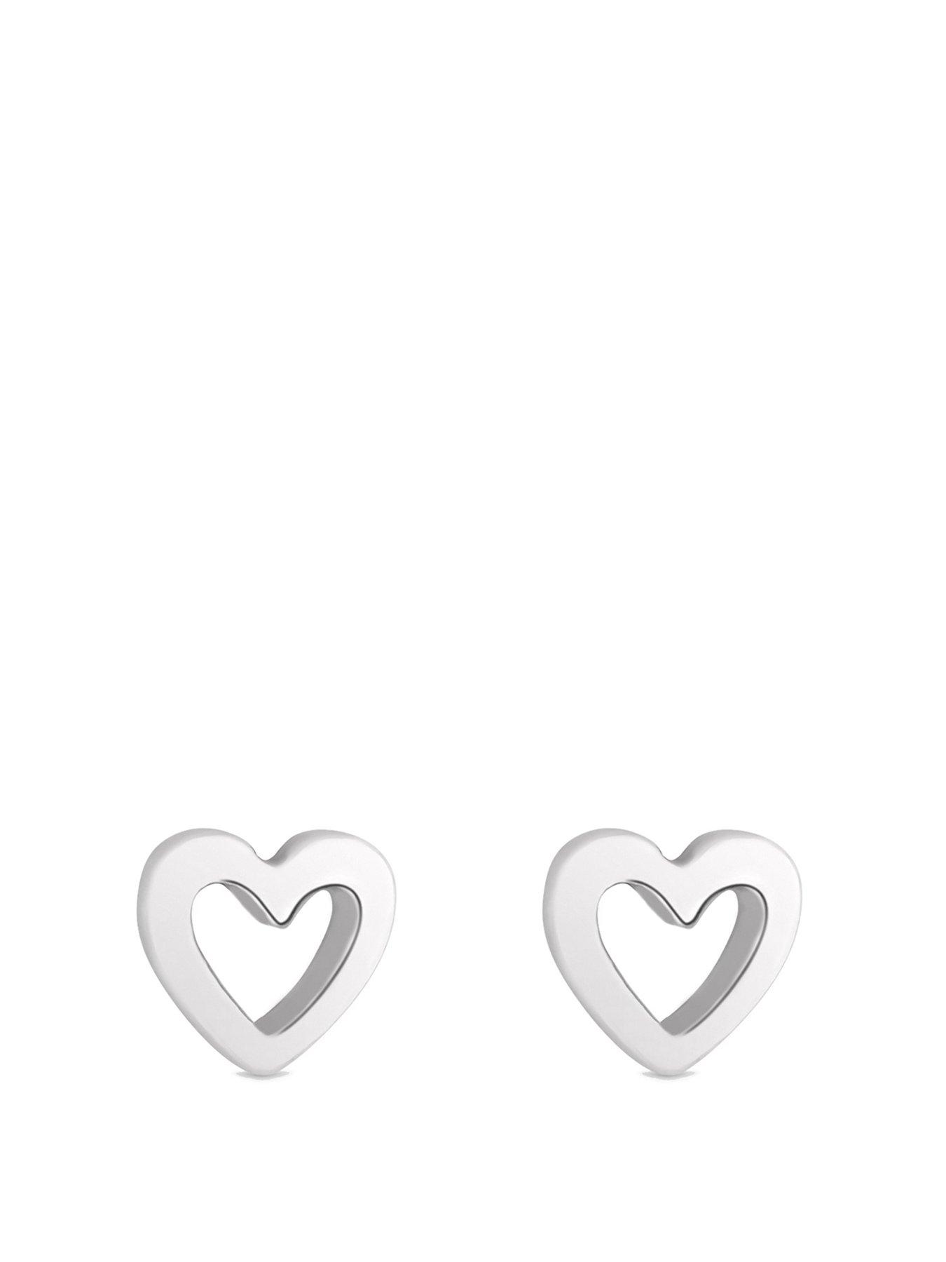 undefined Sterling Silver 925 Open Heart Stud Earrings