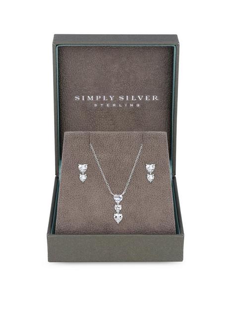simply-silver-gift-boxed-sterling-silver-925-cubic-zirconia-heart-drop-jewellery-set