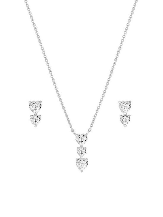 stillFront image of simply-silver-gift-boxed-sterling-silver-925-cubic-zirconia-heart-drop-jewellery-set