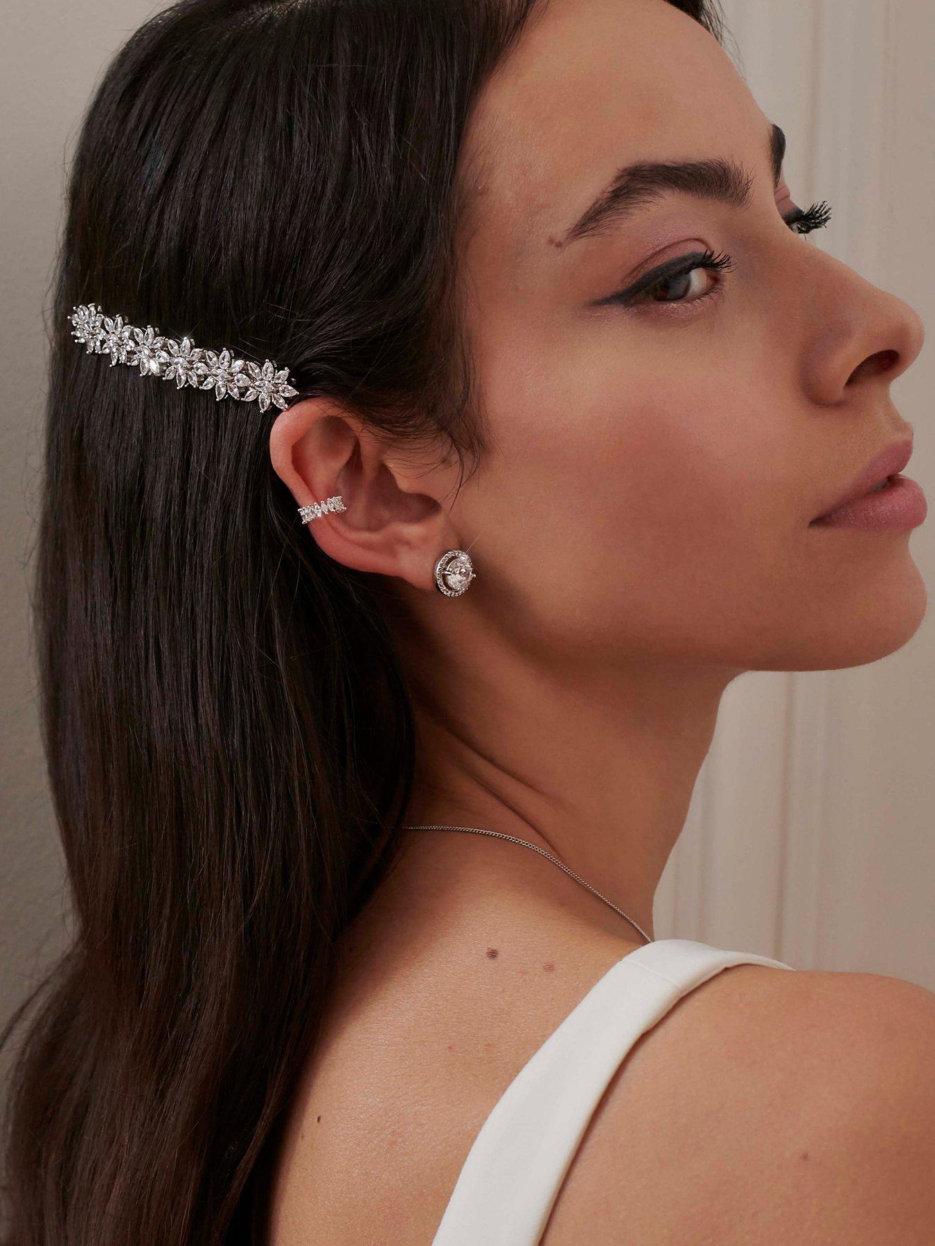 Image 3 of 3 of Jon Richard Silver Plated Cubic Zirconia Halo Stud Earrings - Gift Boxed