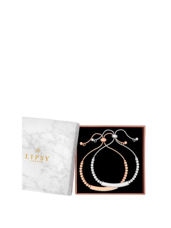 front image of lipsy-tri-tone-bar-toggle-bracelets-2-pack-gift-boxed