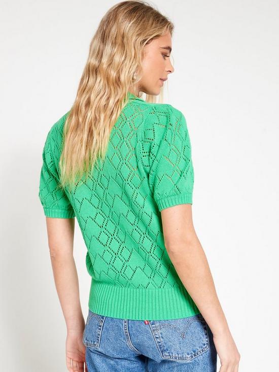 stillFront image of everyday-knitted-short-sleeve-collared-jumper