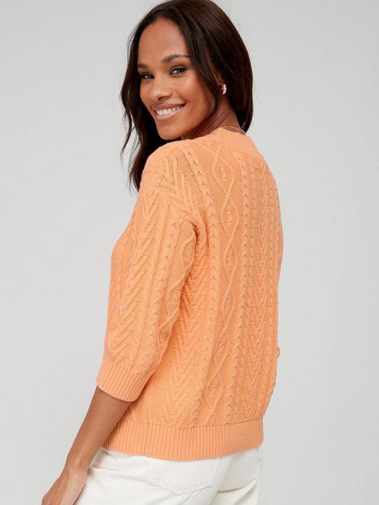 stillFront image of v-by-very-knitted-tie-front-cable-cardigan-orange