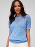  image of v-by-very-knitted-short-sleeve-jumper-blue