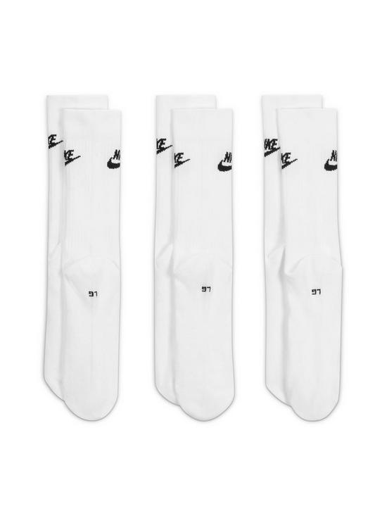 Nike 3 Pack of Sportswear Everyday Essential Socks - White/Black ...
