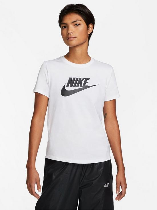 front image of nike-nsw-essential-icon-futura-t-shirt-white