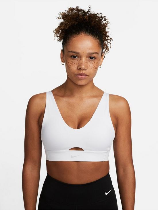front image of nike-indy-plunge-cutout-bra-white