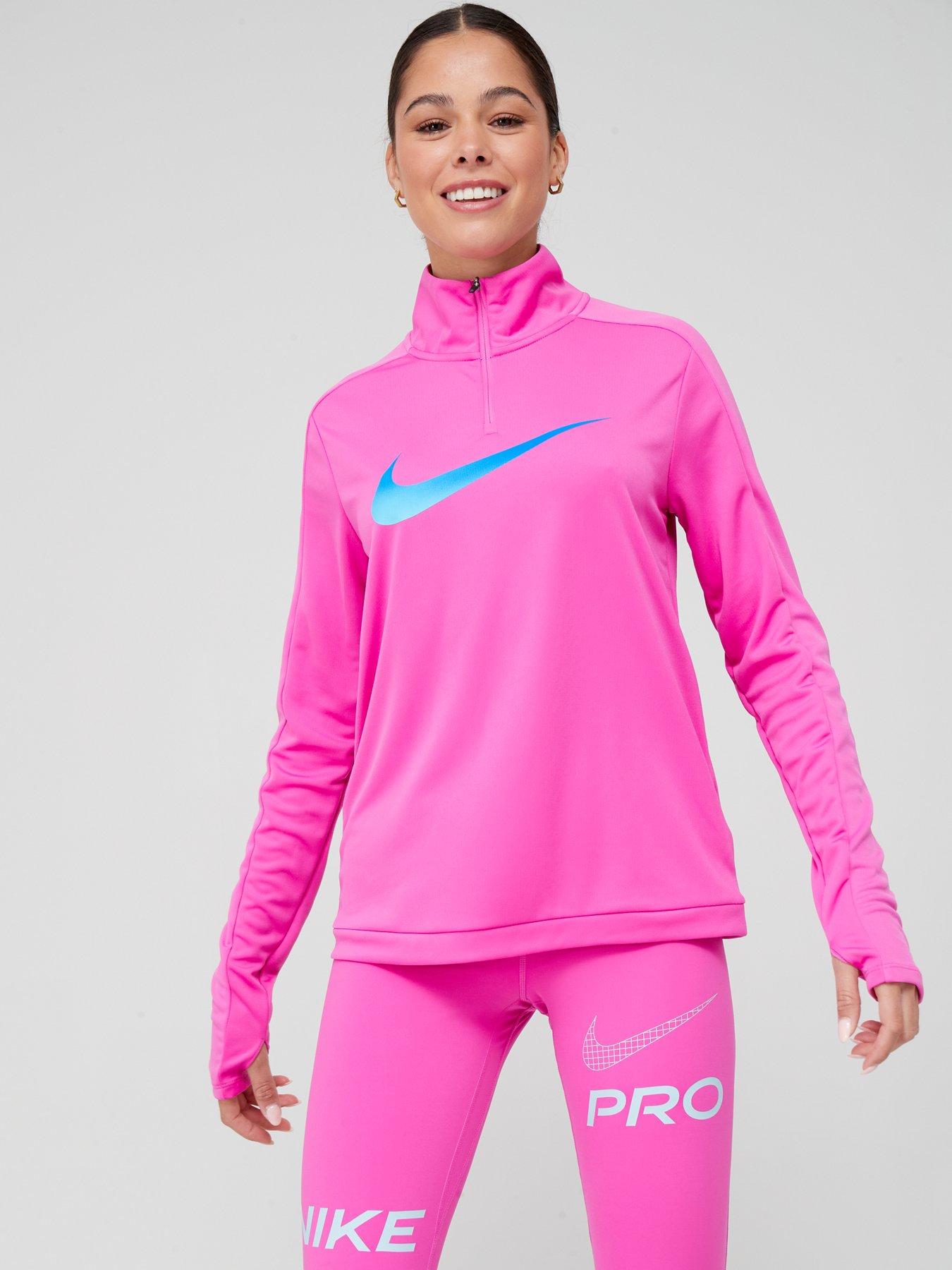 Nike Dri-FIT Swoosh Short Zip Long Sleeve Top Women - active  fuchsia/reflective silver DX0952-623