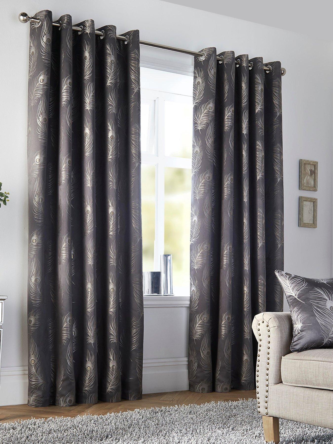 Melville Woven Texture Eyelet Curtains Grey – Ideal