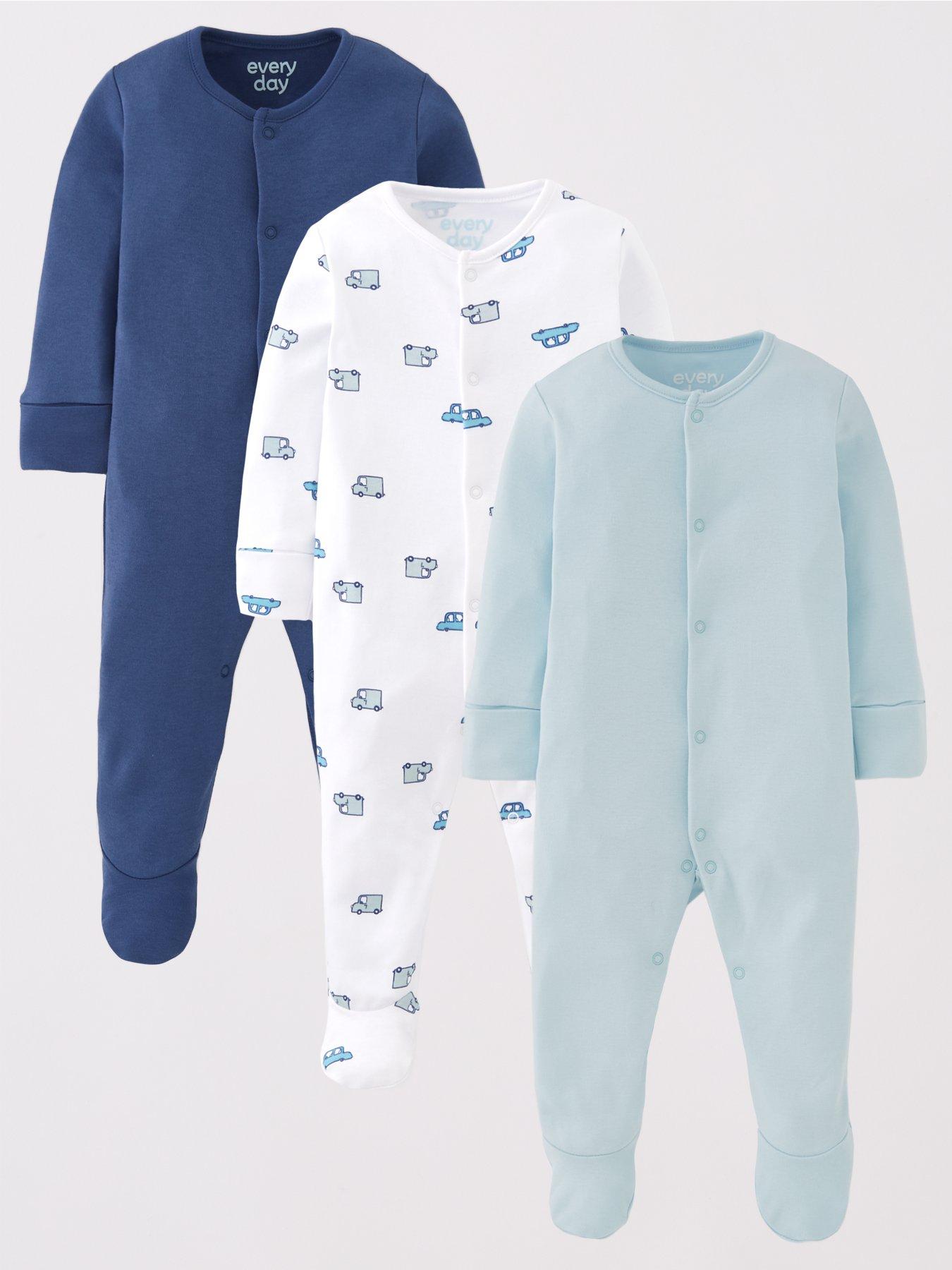 Image 1 of 5 of The Very Collection Baby Boys&nbsp;3 Pack Sleepsuits - Blue