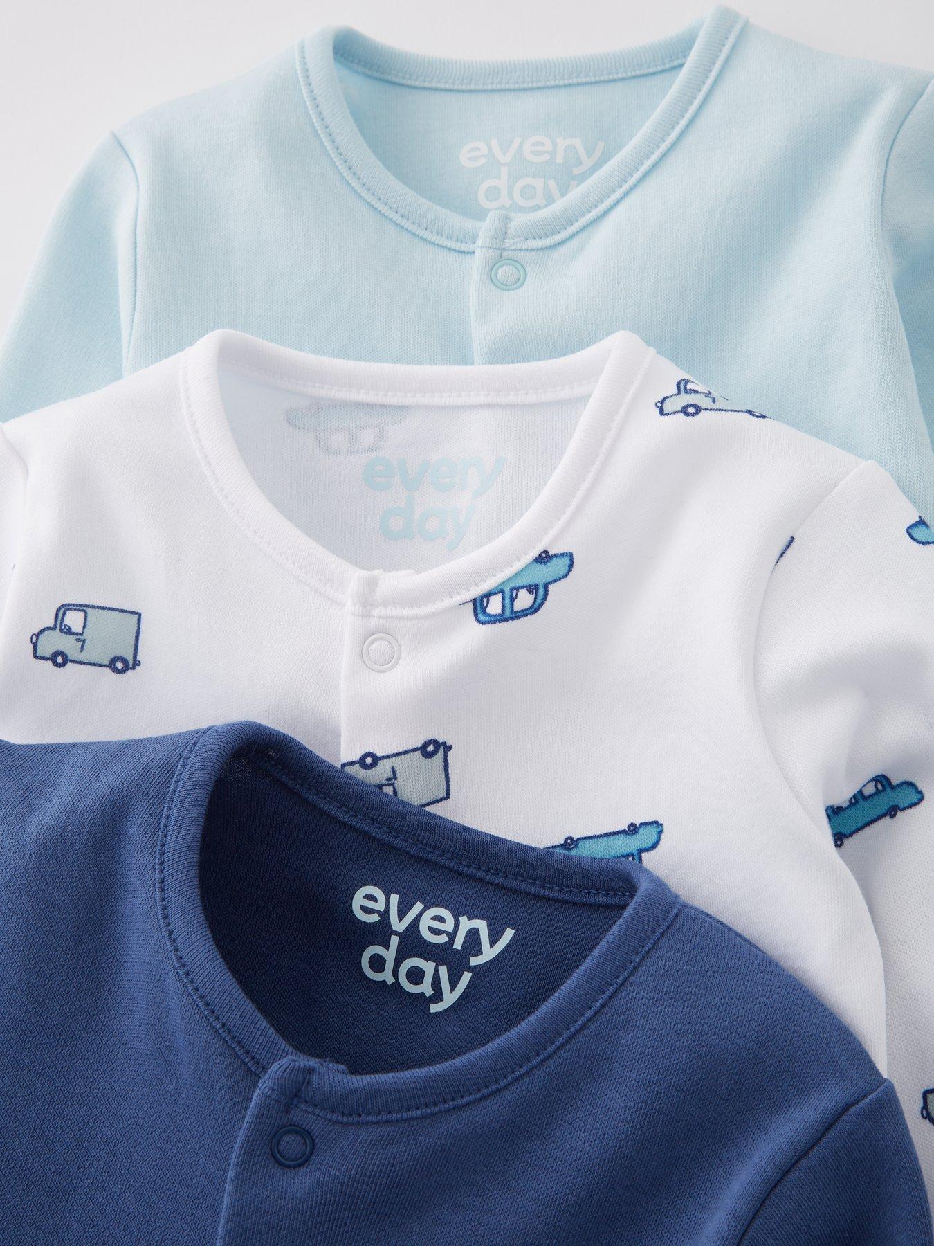 Image 4 of 5 of The Very Collection Baby Boys&nbsp;3 Pack Sleepsuits - Blue