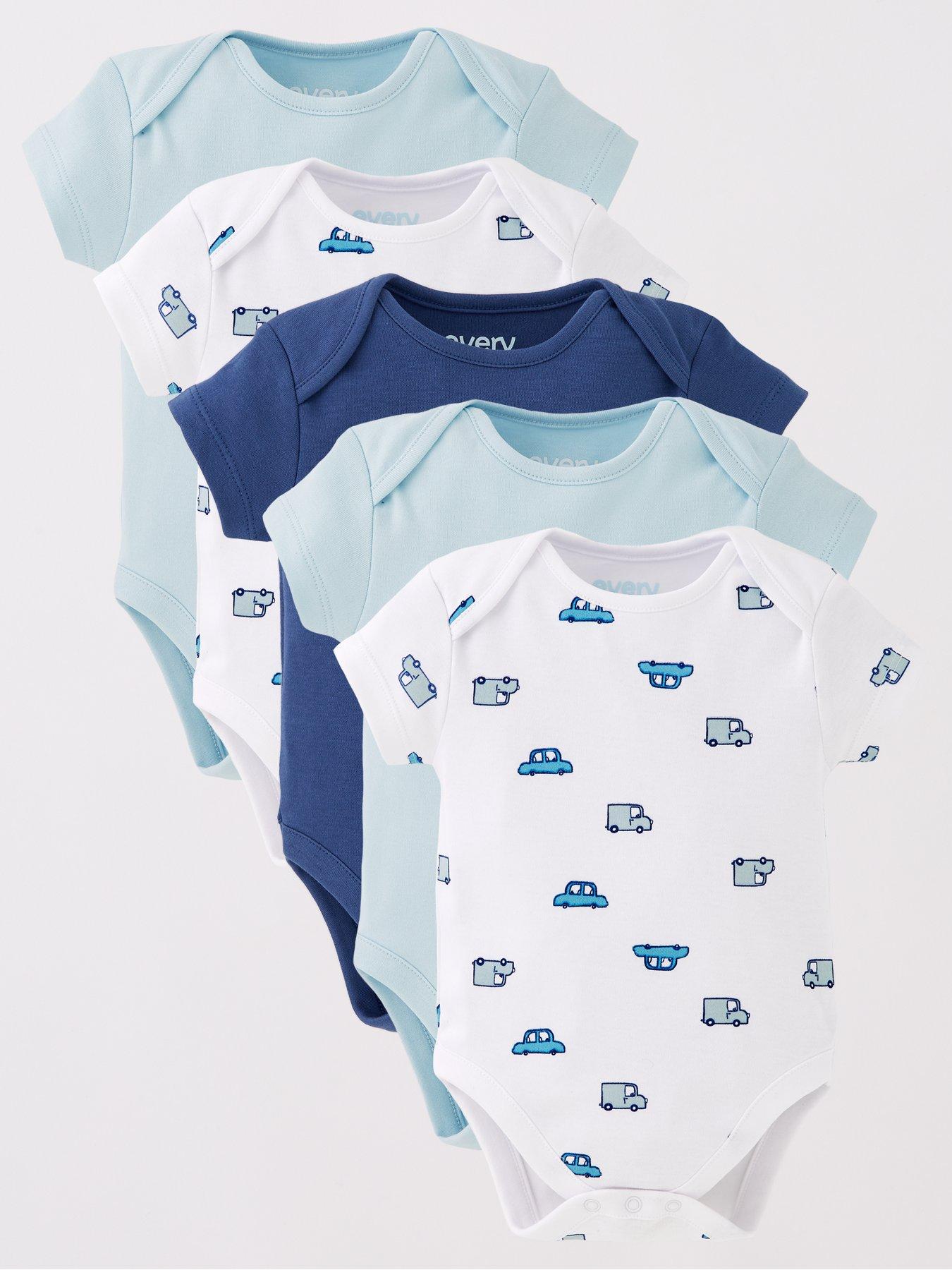 Image 1 of 5 of The Very Collection Baby Boys&nbsp;5 Pack&nbsp;Bodysuits - Blue