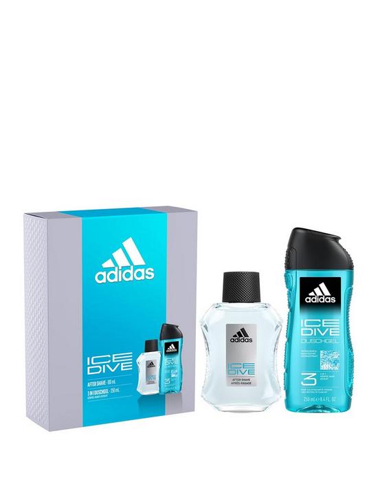 front image of adidas-ice-dive-100ml-eau-de-toilette-amp-250ml-shower-gel-gift-set