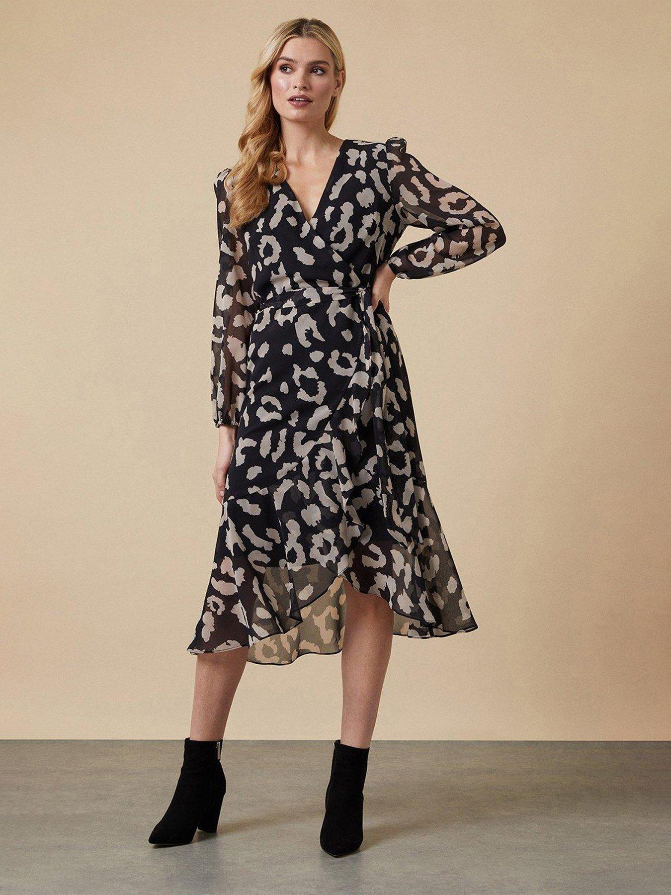 Long Sleeve Wrap Dress Black