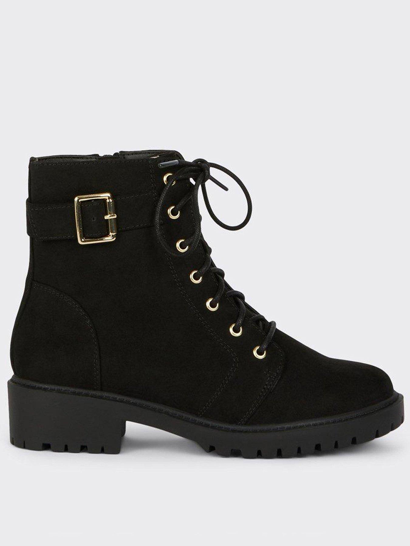 Dorothy Perkins Wide Fit Buckle Detail Ankle Boot Black