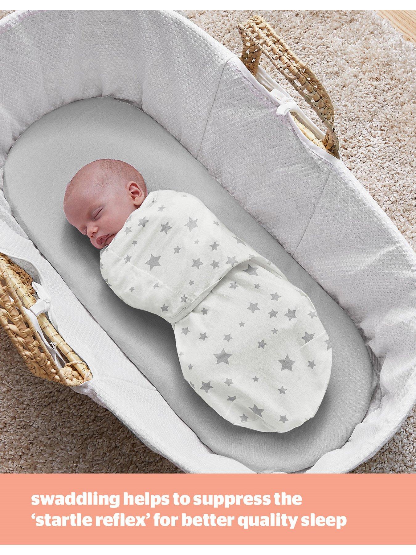  image of silentnight-safe-nights-3-x-pack-swaddles-velcro-tab-fastening-grey-star-print