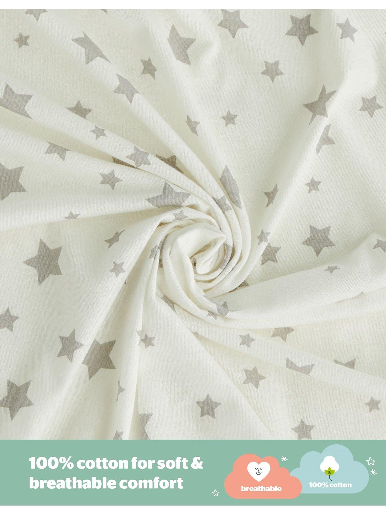  image of silentnight-safe-nights-3-x-pack-swaddles-velcro-tab-fastening-grey-star-print