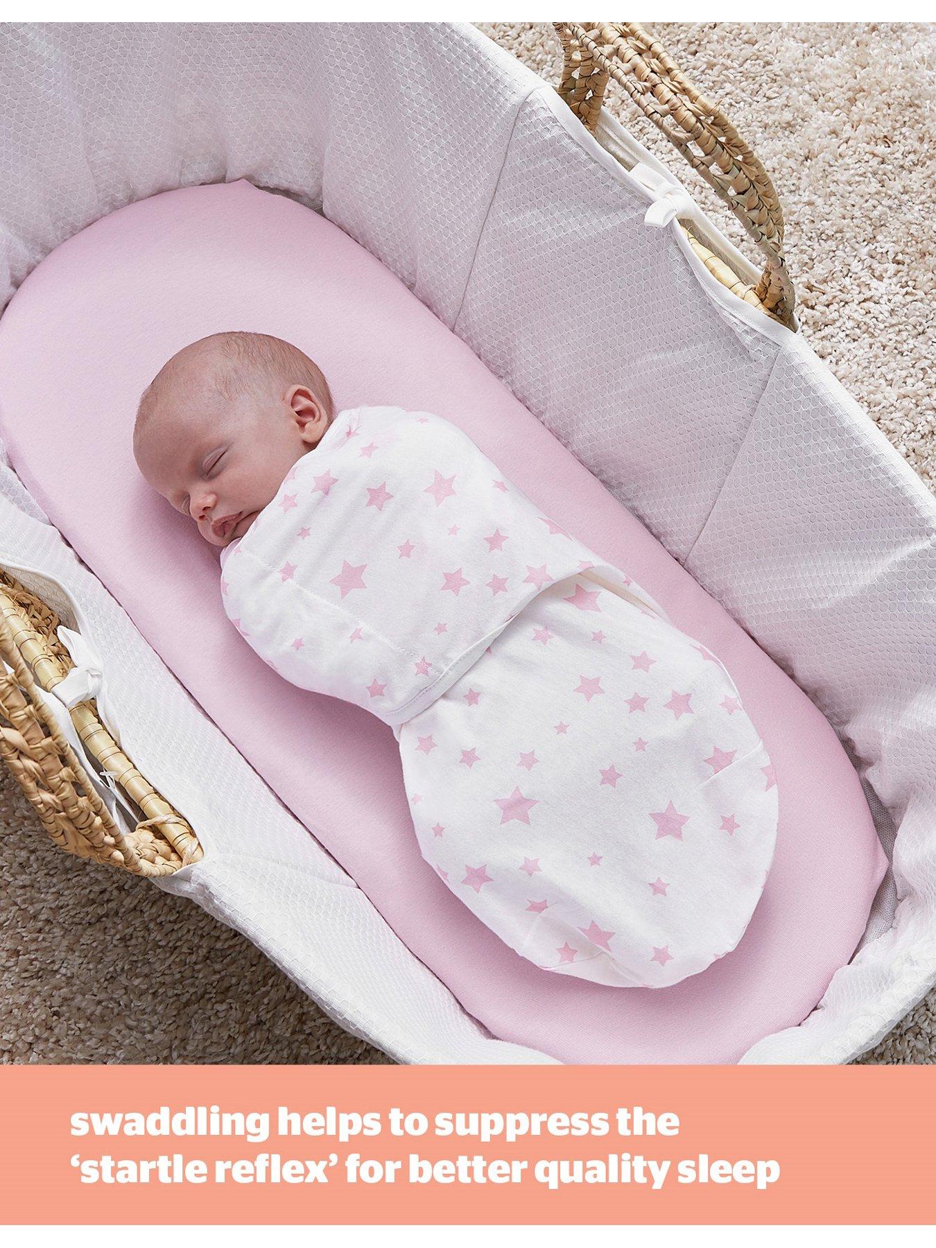  image of silentnight-safe-nights-3-x-pack-swaddles-velcro-tab-fastening-pink-star-print