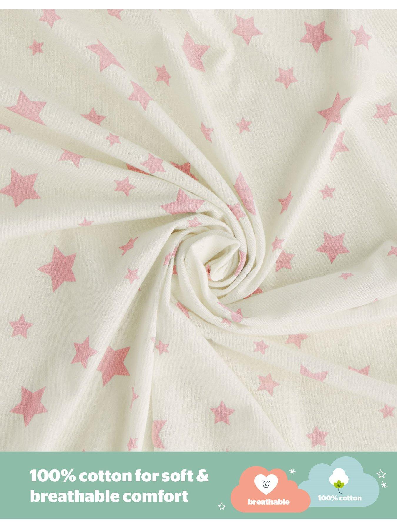  image of silentnight-safe-nights-3-x-pack-swaddles-velcro-tab-fastening-pink-star-print