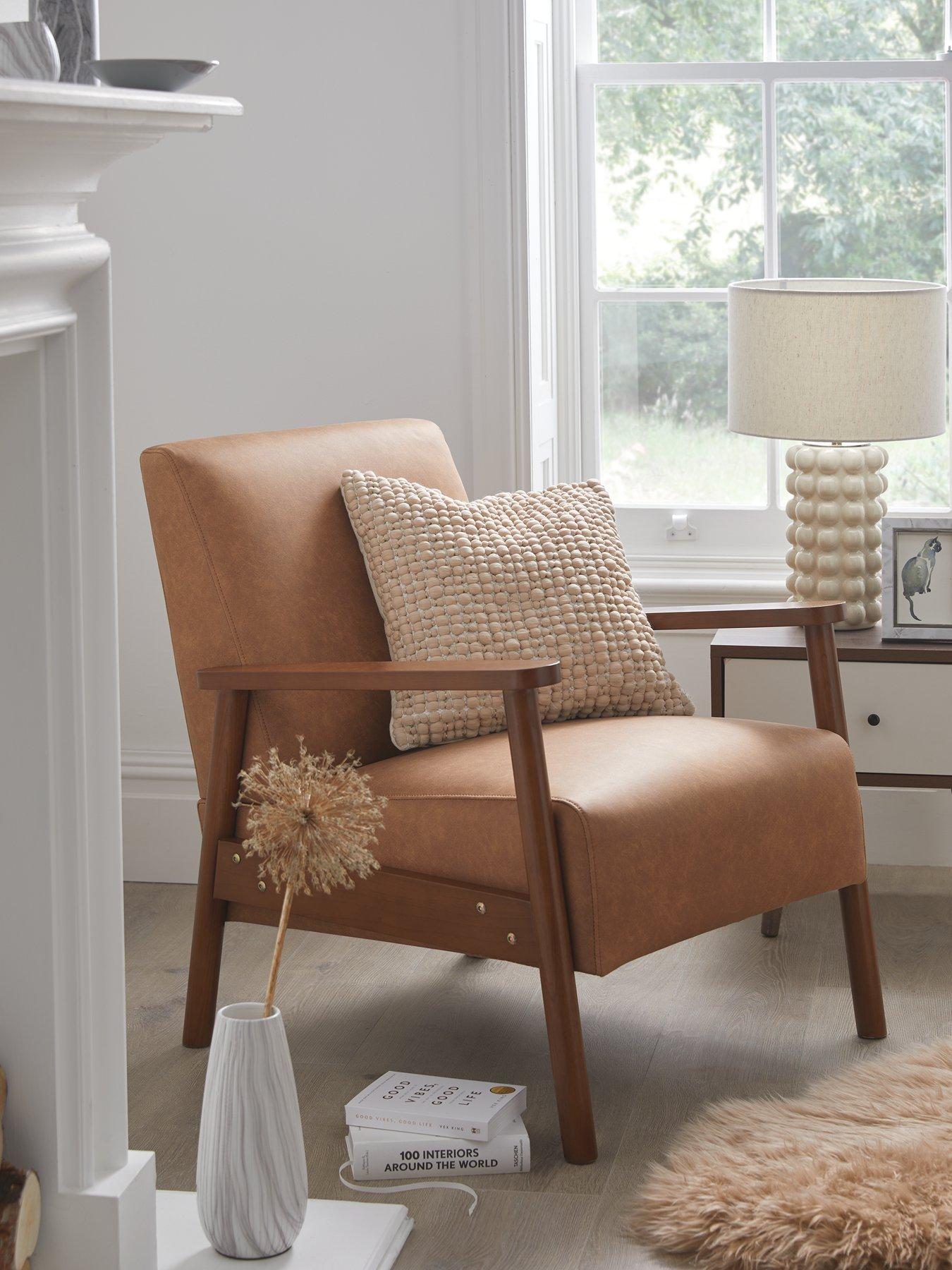 Image 1 of 7 of Very Home Ethan Faux Leather&nbsp;Accent Armchair - Tan&nbsp;- FSC&reg; Certified