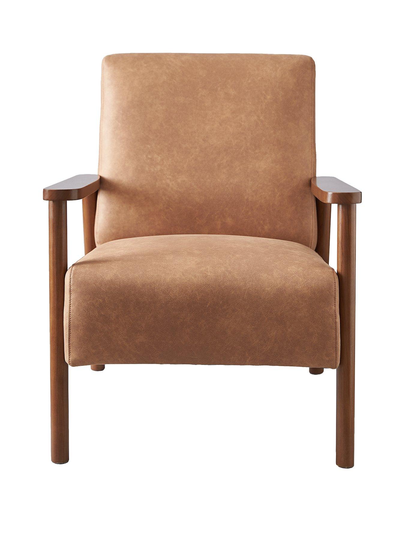 Image 2 of 7 of Very Home Ethan Faux Leather&nbsp;Accent Armchair - Tan&nbsp;- FSC&reg; Certified